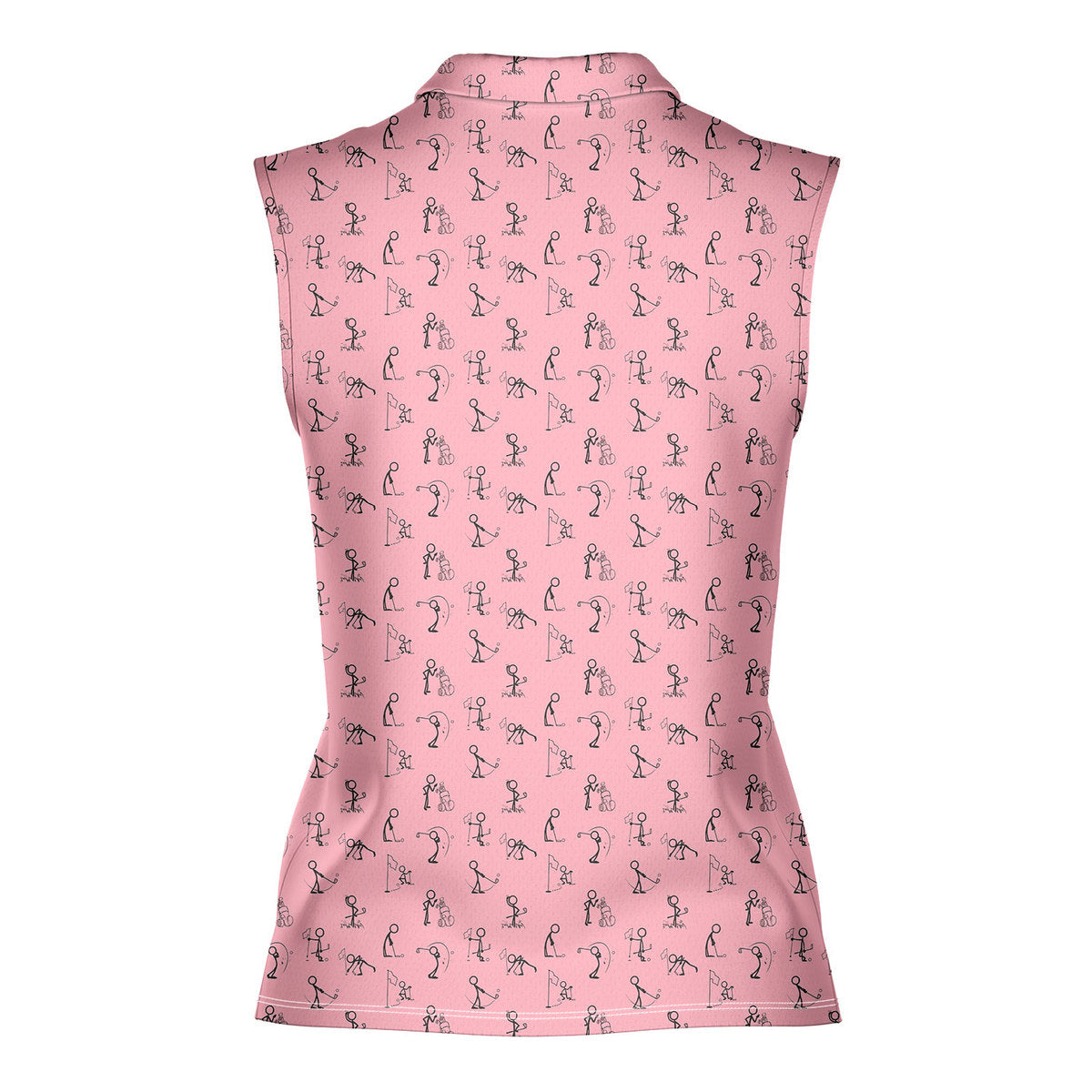 Stickfigures Playing Golf - Ladies Sleeveless Golf Polo Shirt