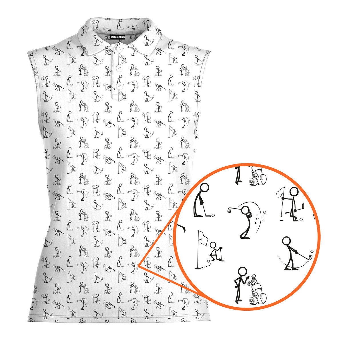 Stickfigures Playing Golf - Ladies Sleeveless Golf Polo Shirt