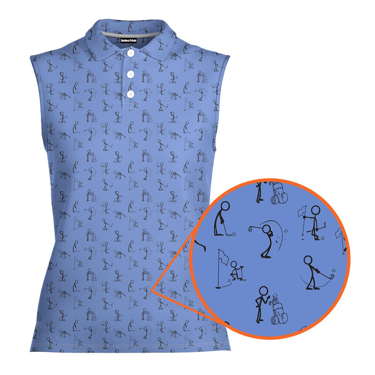 Stickfigures Playing Golf - Ladies Sleeveless Golf Polo Shirt