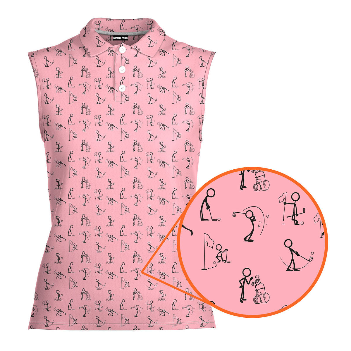 Stickfigures Playing Golf - Ladies Sleeveless Golf Polo Shirt