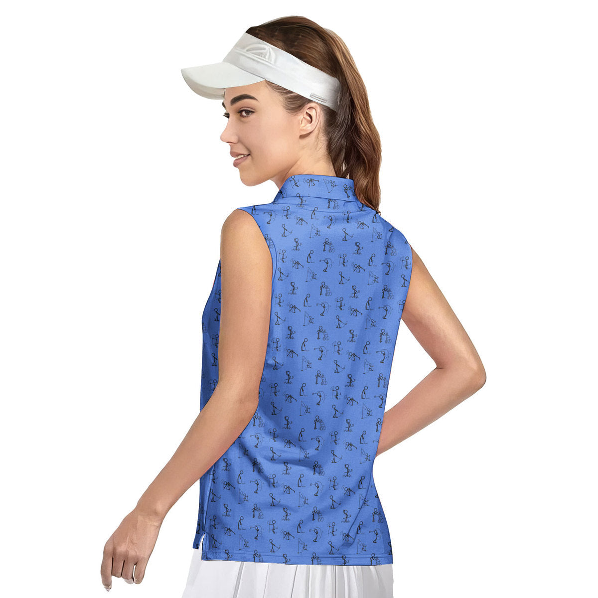 Stickfigures Playing Golf - Ladies Sleeveless Golf Polo Shirt