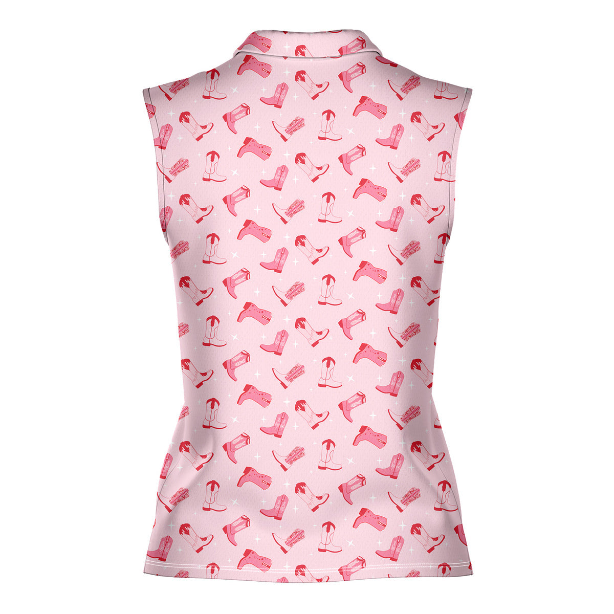 Western Tee Haw Let's Go Cowgirl Boots - Ladies Sleeveless Golf Polo Shirt