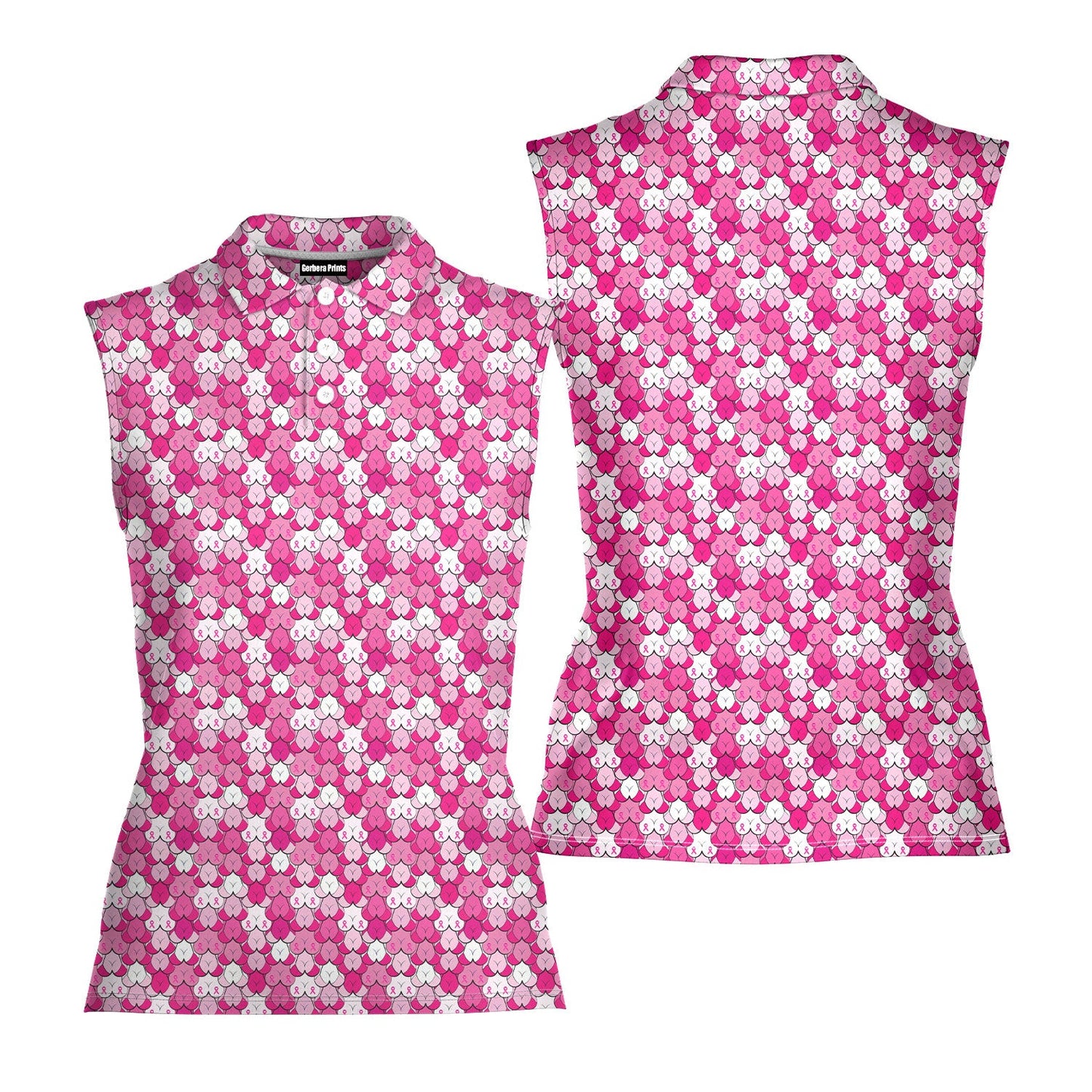 Pink Ribbon - Ladies Sleeveless Golf Polo Shirt