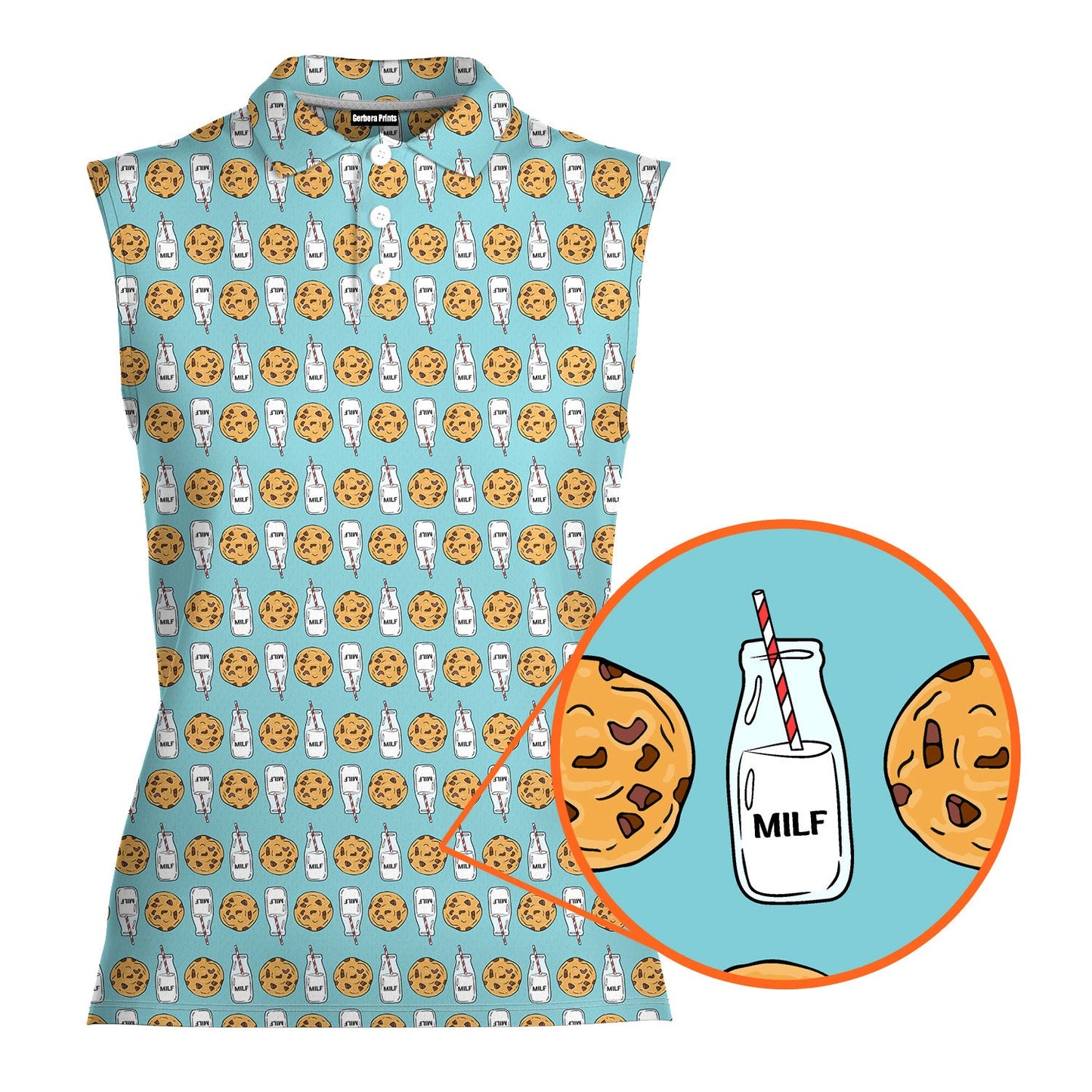 Milk 'N' Cookies - Ladies Sleeveless Golf Polo Shirt
