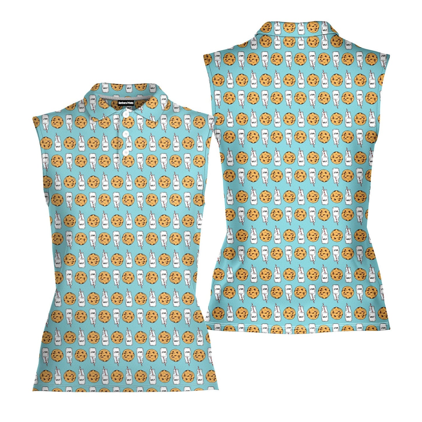 Milk 'N' Cookies - Ladies Sleeveless Golf Polo Shirt