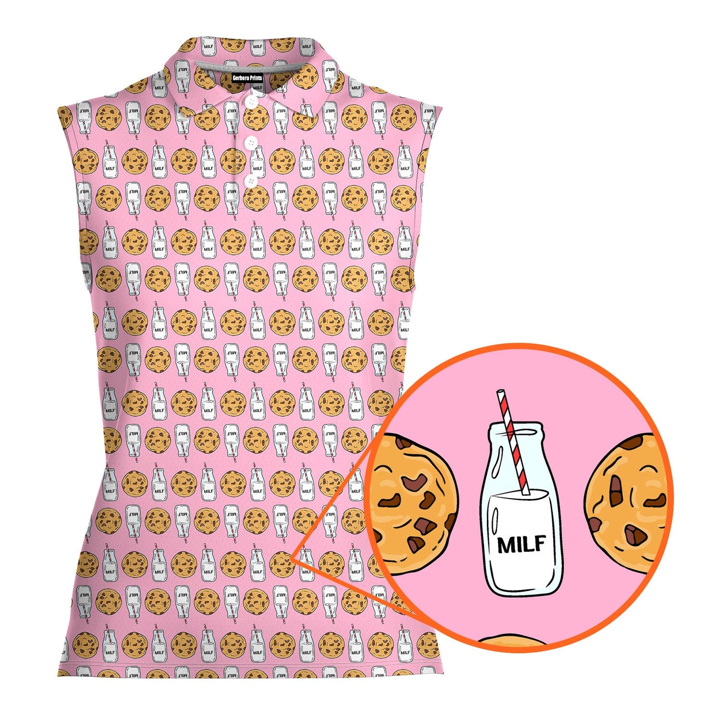Milk 'N' Cookies - Ladies Sleeveless Golf Polo Shirt