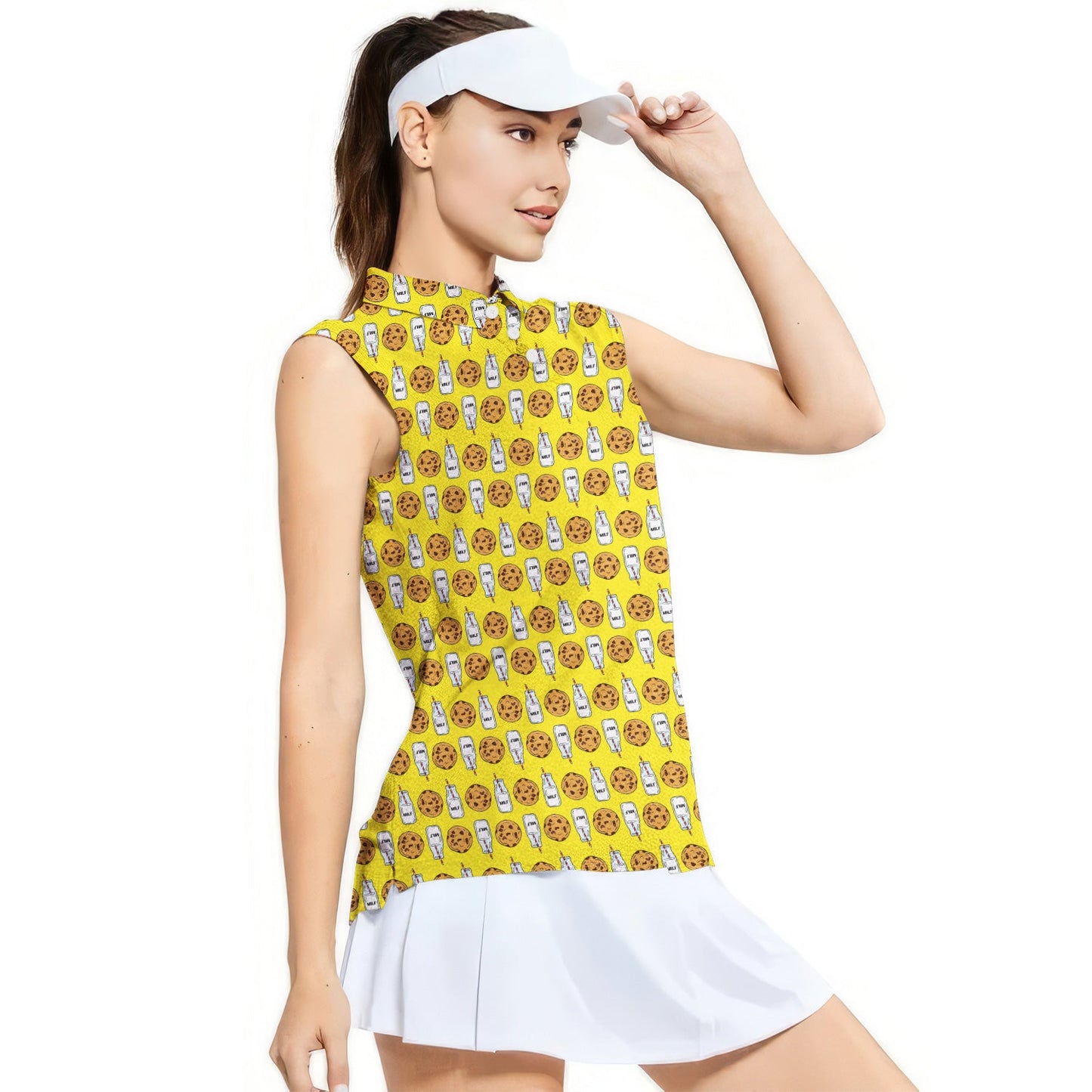 Milk 'N' Cookies - Ladies Sleeveless Golf Polo Shirt