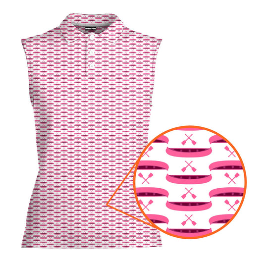 Paddle the Pink Canoe - Ladies Sleeveless Golf Polo Shirt