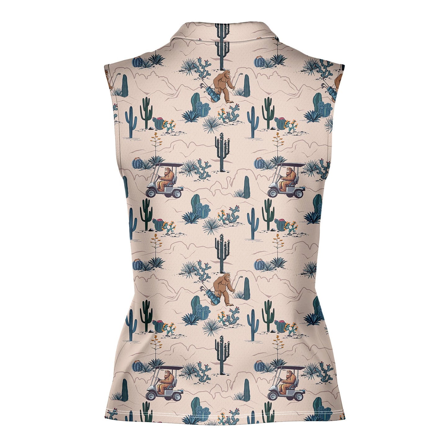 Bigfoot On The Green - Ladies Sleeveless Golf Polo Shirt