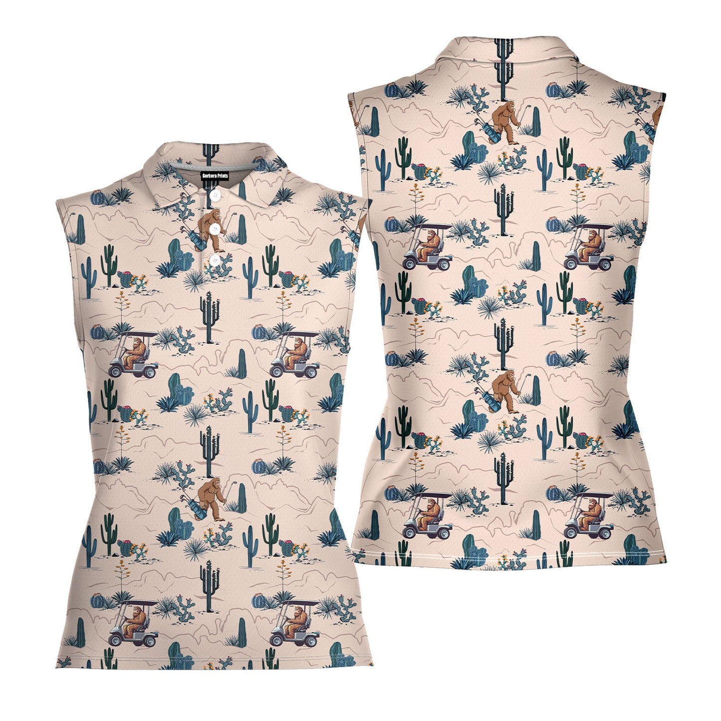 Bigfoot On The Green - Ladies Sleeveless Golf Polo Shirt