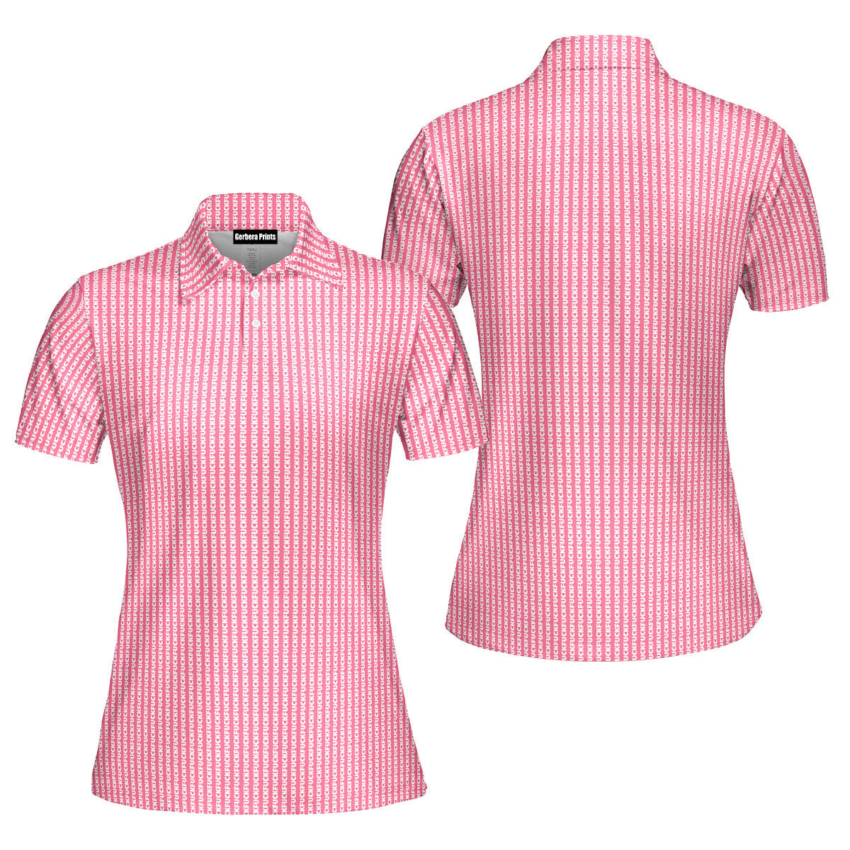 No F*cks Given Striped Funny Polo Shirt For Women