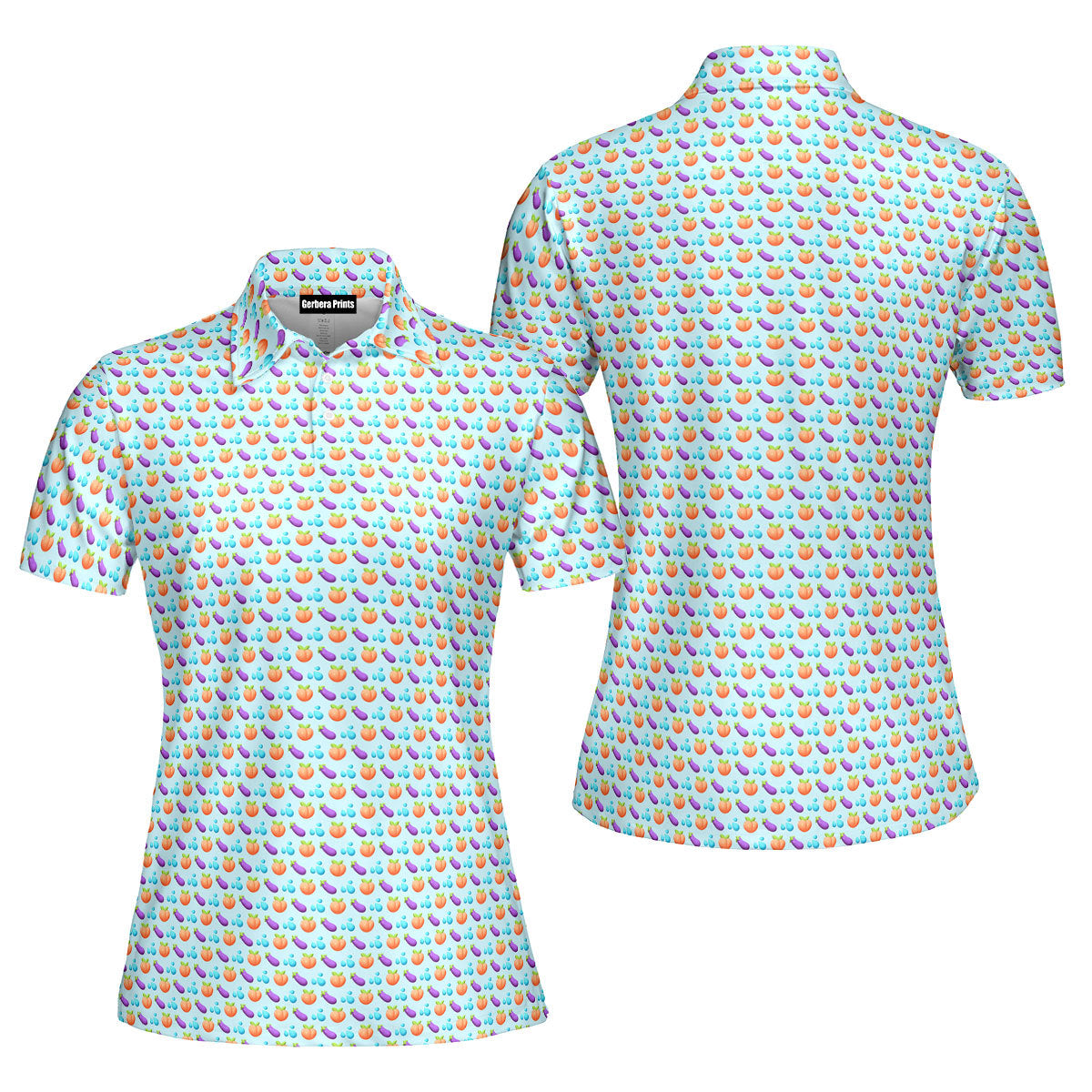 A Taste of Eggplant & Peach Funny Polo Shirt For Women