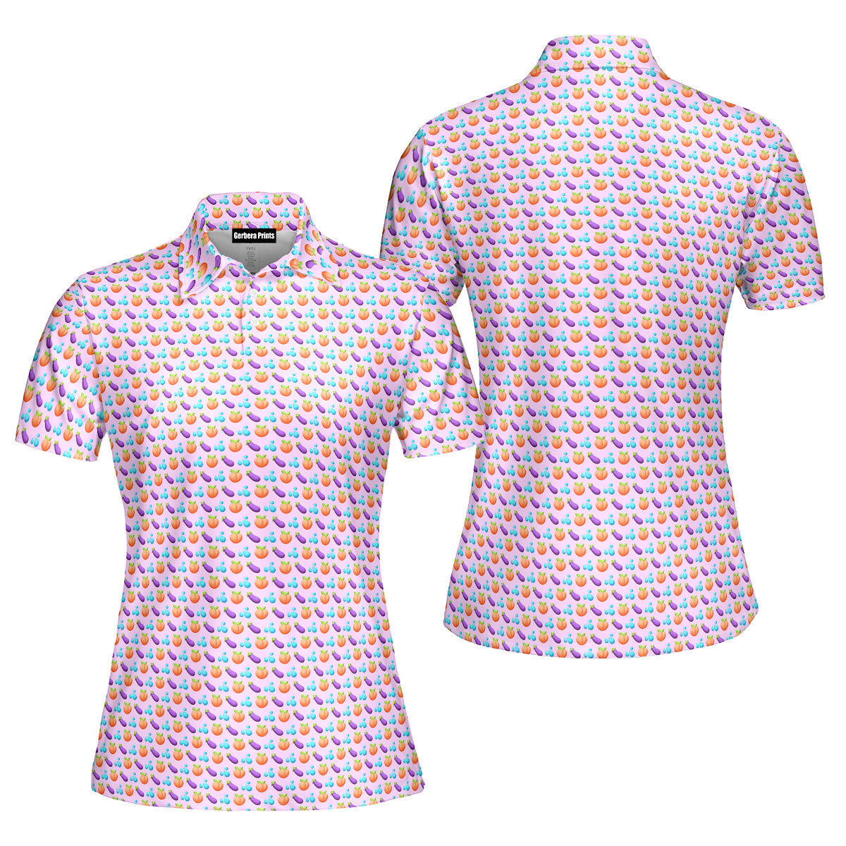 A Taste of Eggplant & Peach Funny Polo Shirt For Women