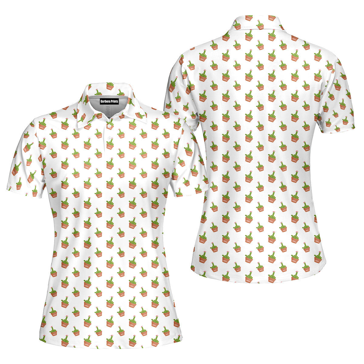 Cactus Merry Christmas Funny Polo Shirt For Women