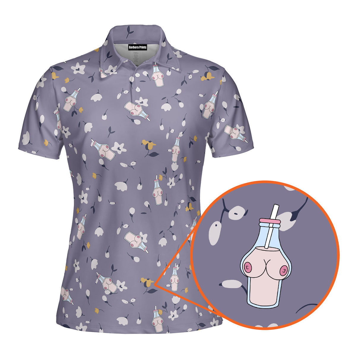 Milk Bottle Funny Polo Shirt For Women