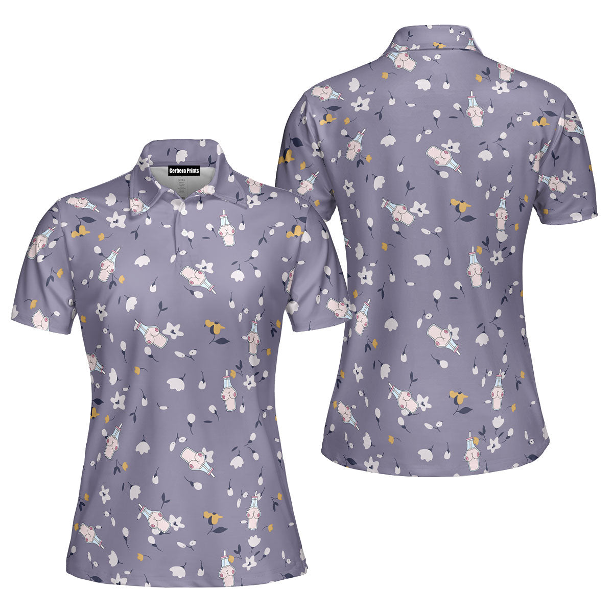 Milk Bottle Funny Polo Shirt For Women