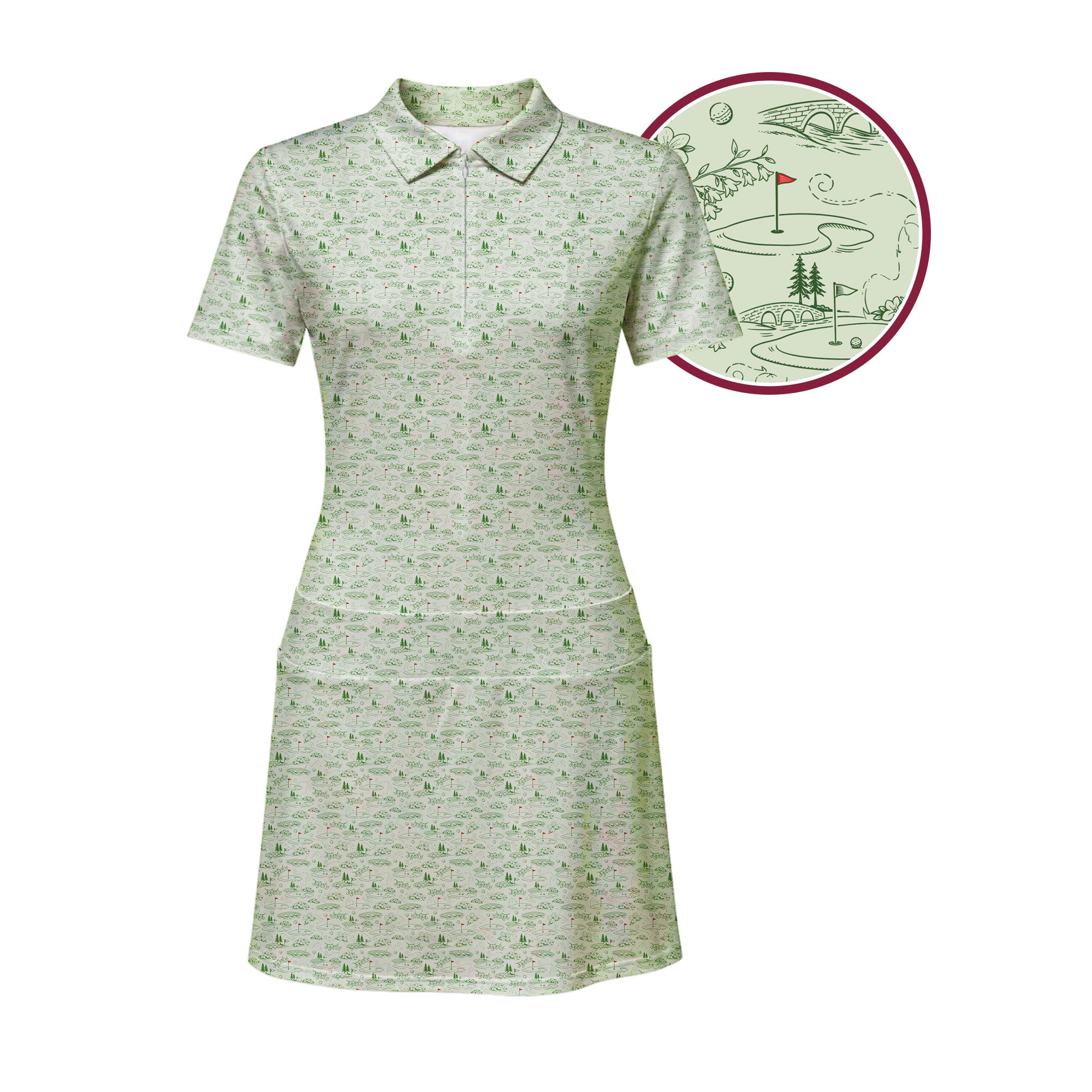 Amen Corner Short Sleeve Dress, Women's Golf Polo Dress, Augusta Masters Golf Dress, S