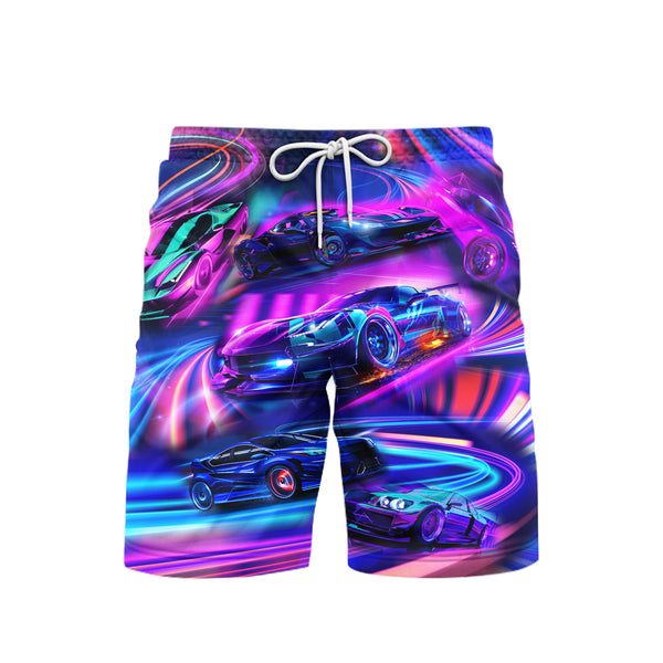 Car Neon Rave Colorful Car Racing Colorful Swim Trunks With Mesh Lining For Men