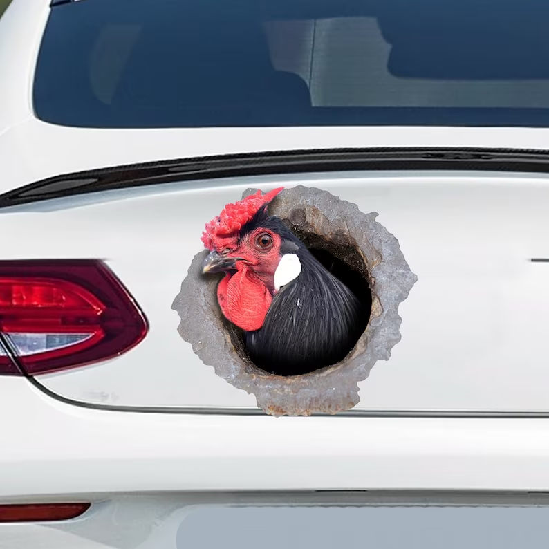 Black Rooster 3d Vinyl Car Decal Sticker Gerbera Prints 