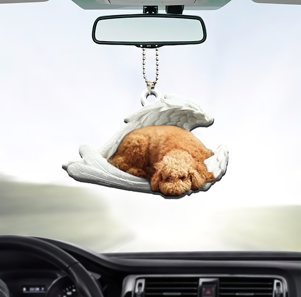Poodle Dog Sleeping Angel Wings Car Ornament CO1046