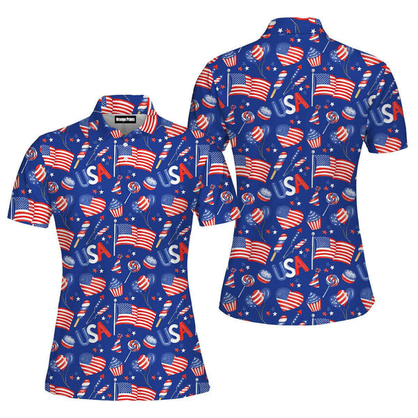 4th Of July Independence Day America Festive Polo Shirt For Women