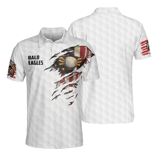 Bald Eagles American Flag Polo Shirt For Men