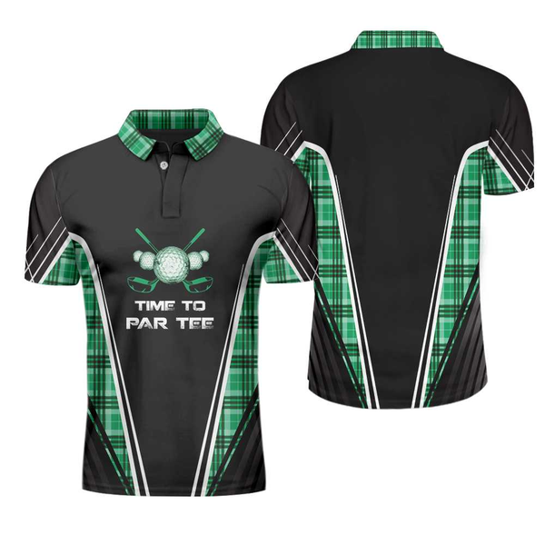 Time To Par Tee Black And Green Polo Shirt For Men
