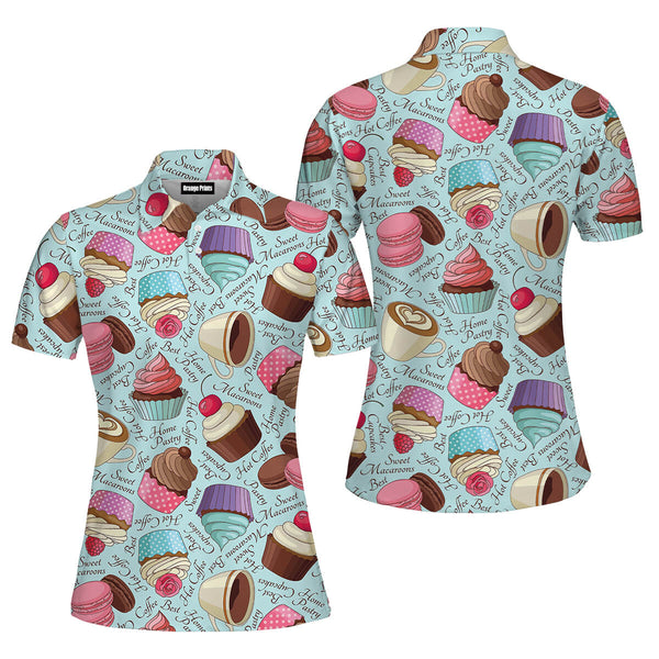 Yummy Colorful Chocolate Cupcakes Polo Shirt For Women