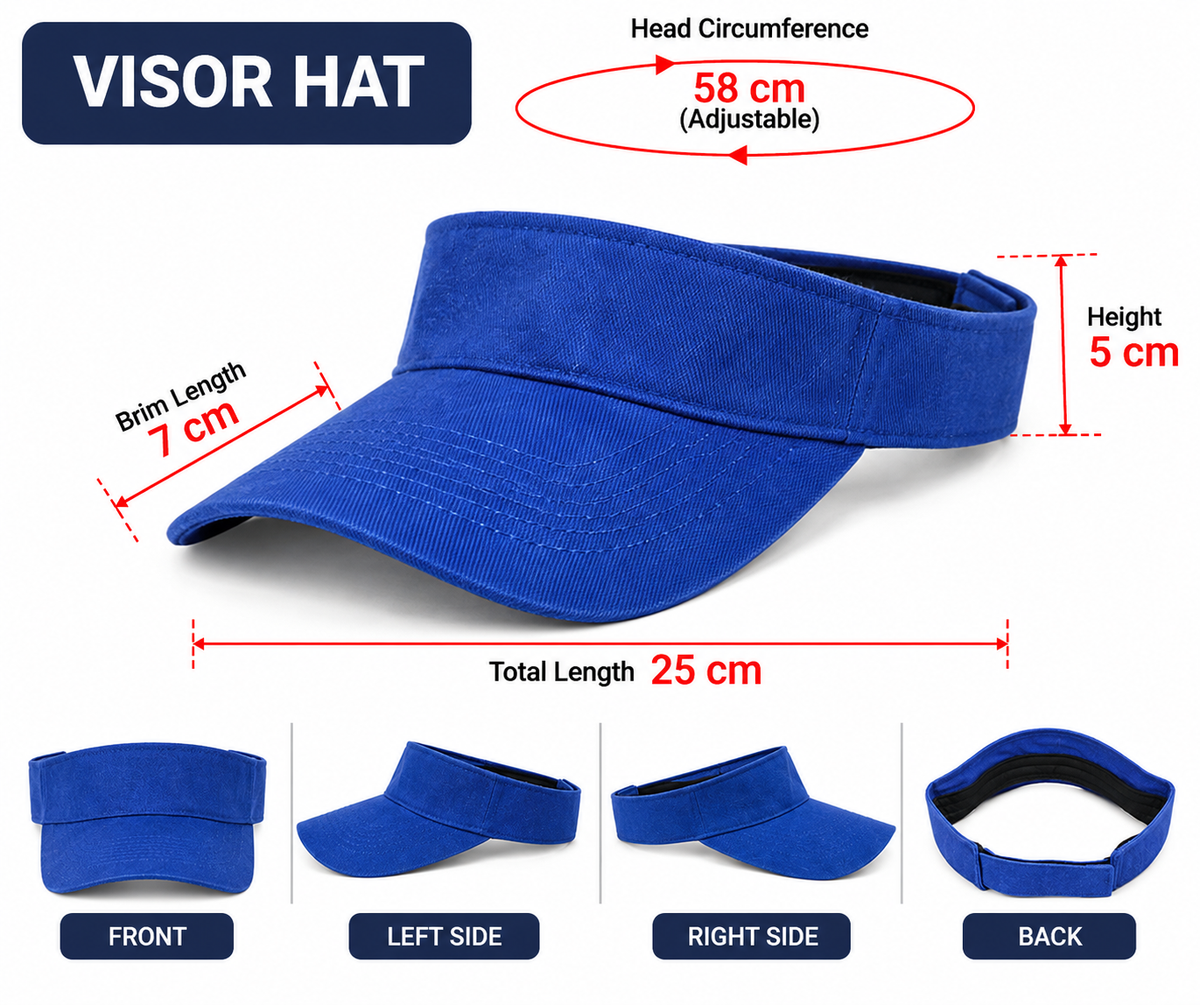 Red, White & Cluck Embroidered Visor - Size Guide