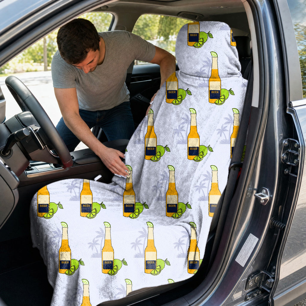 19th Hole Beer O'Clock Somewhere Full-Size Towel & Car Seat Cover - In the Car