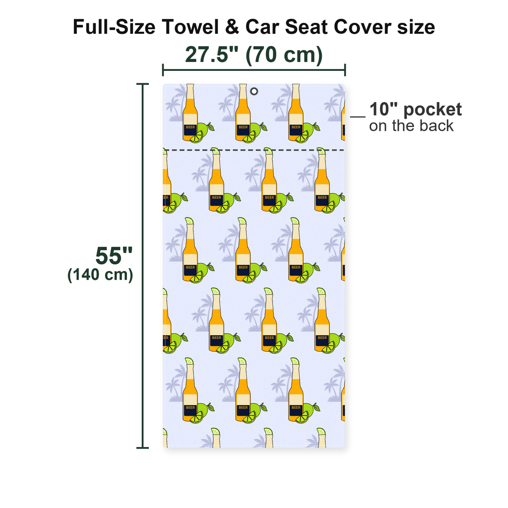 19th Hole Beer O'Clock Somewhere Full-Size Towel & Car Seat Cover - Size Chart