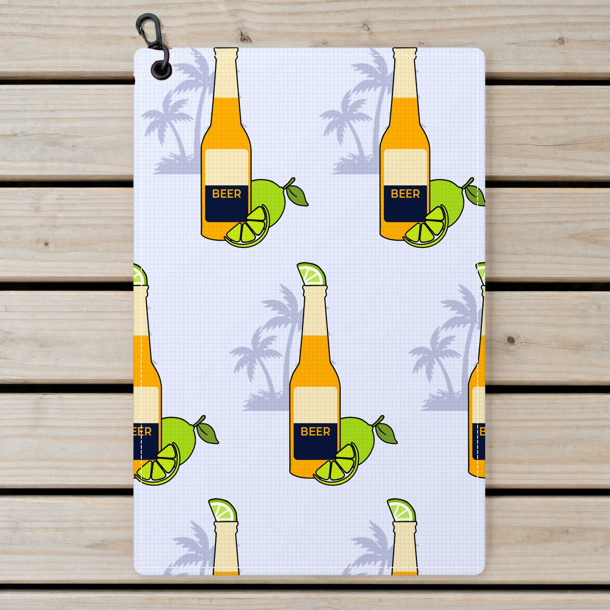 19th Hole Beer O'Clock Somewhere Golf Towel - Laid Flat