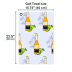 19th Hole Beer O'Clock Somewhere Golf Towel - Size Chart