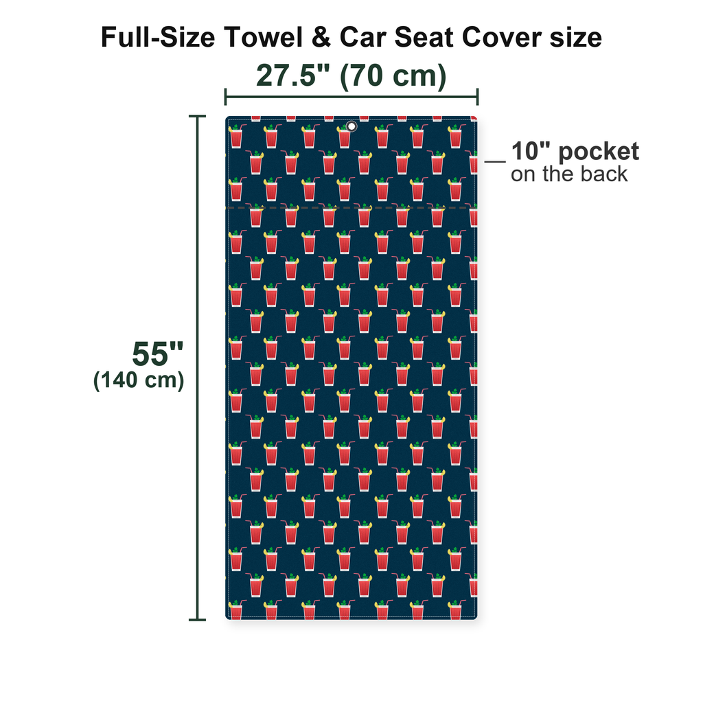 19th Hole Bloody Mary Cocktail Full-Size Towel & Car Seat Cover - Size Chart