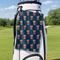 19th Hole Bloody Mary Cocktail Golf Towel - Hanging on a Golf Bag