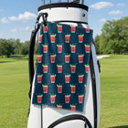 19th Hole Bloody Mary Cocktail Golf Towel - Hanging on a Golf Bag