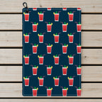 19th Hole Bloody Mary Cocktail Golf Towel - Laid Flat