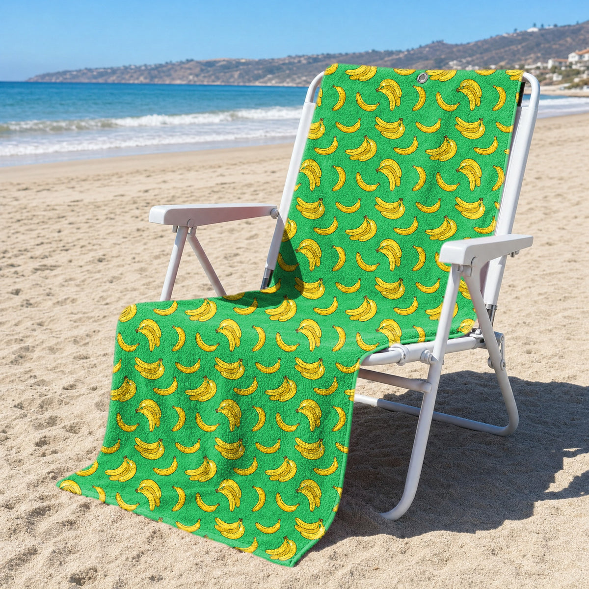19th Hole Bogey Banana Green Full-Size Towel & Car Seat Cover - On a Beach Chair