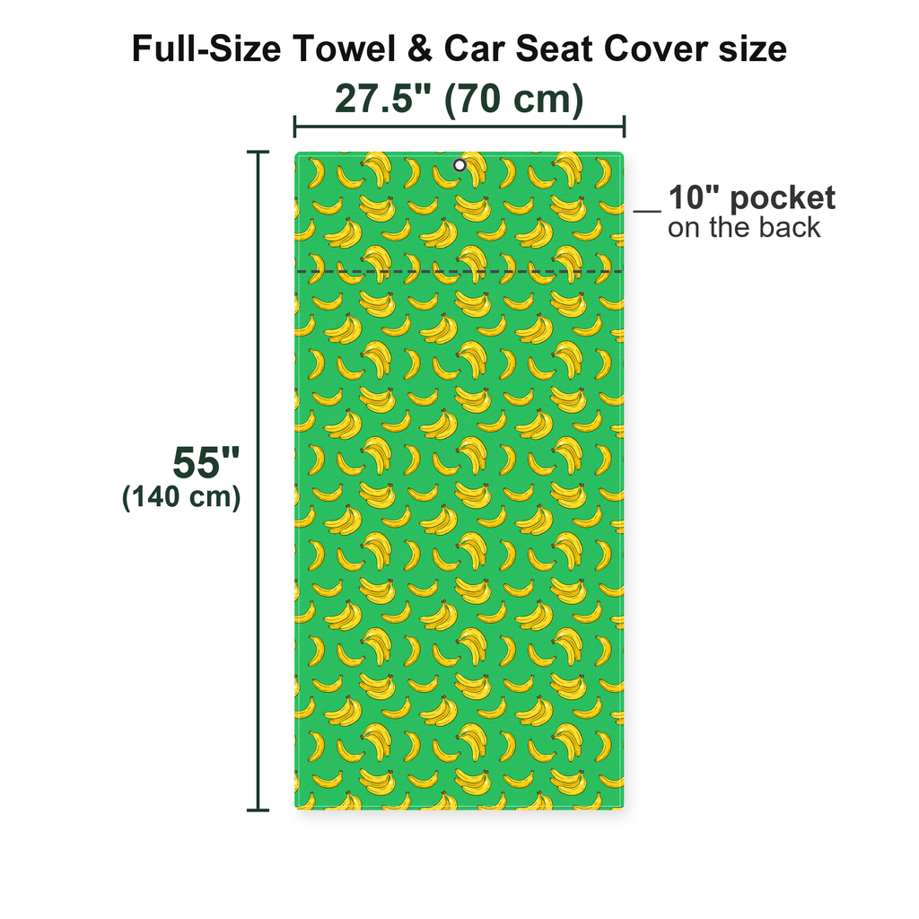 19th Hole Bogey Banana Green Full-Size Towel & Car Seat Cover - Size Chart