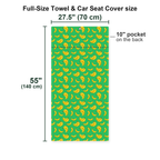 19th Hole Bogey Banana Green Full-Size Towel & Car Seat Cover - Size Chart