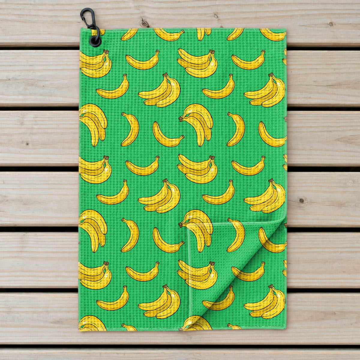 19th Hole Bogey Banana Green Golf Towel - Laid Flat