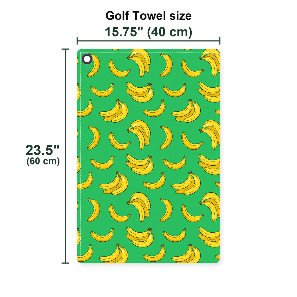 19th Hole Bogey Banana Green Golf Towel - Size Chart