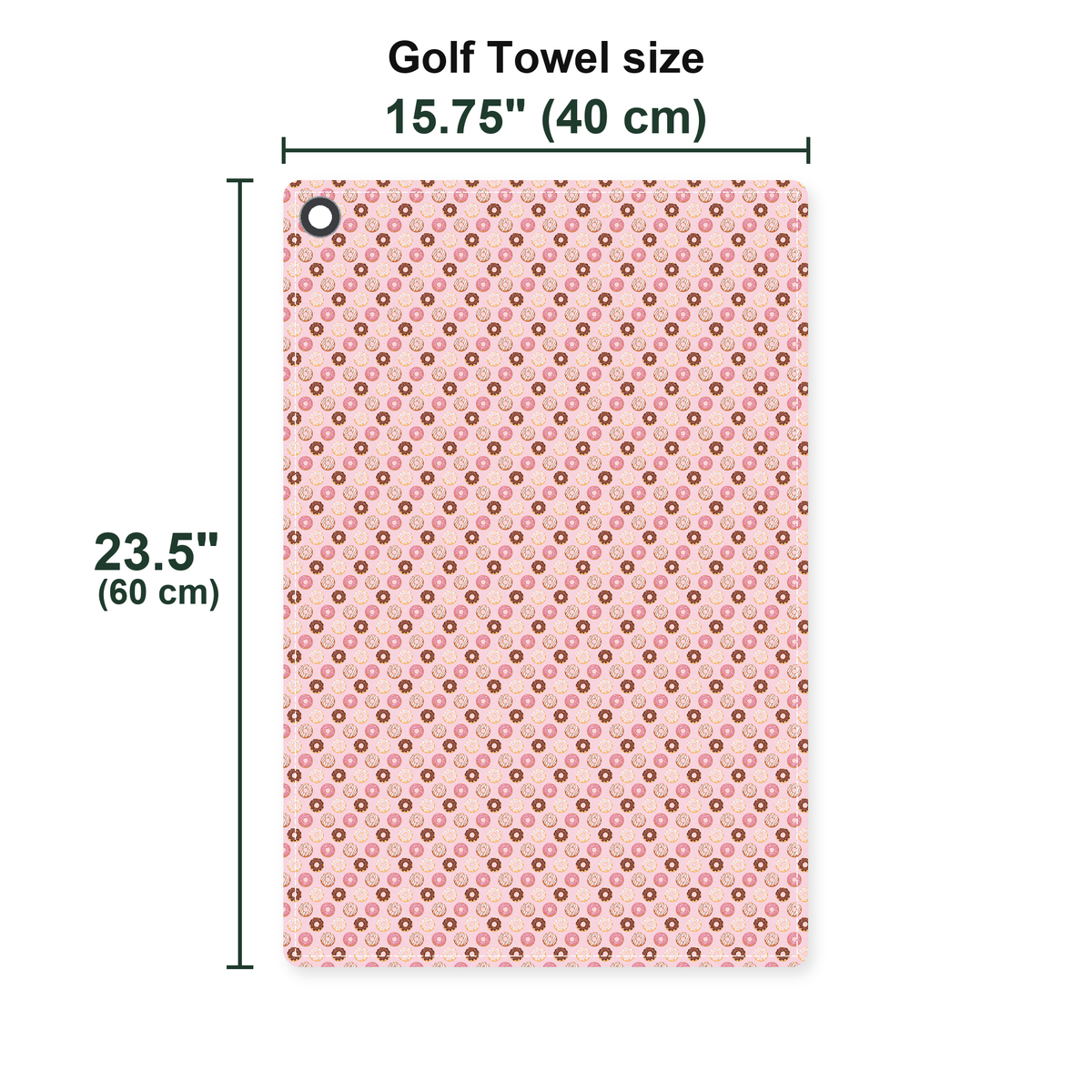 19th Hole Donut Give A Putt Players Gear Golf Towel - Size Chart