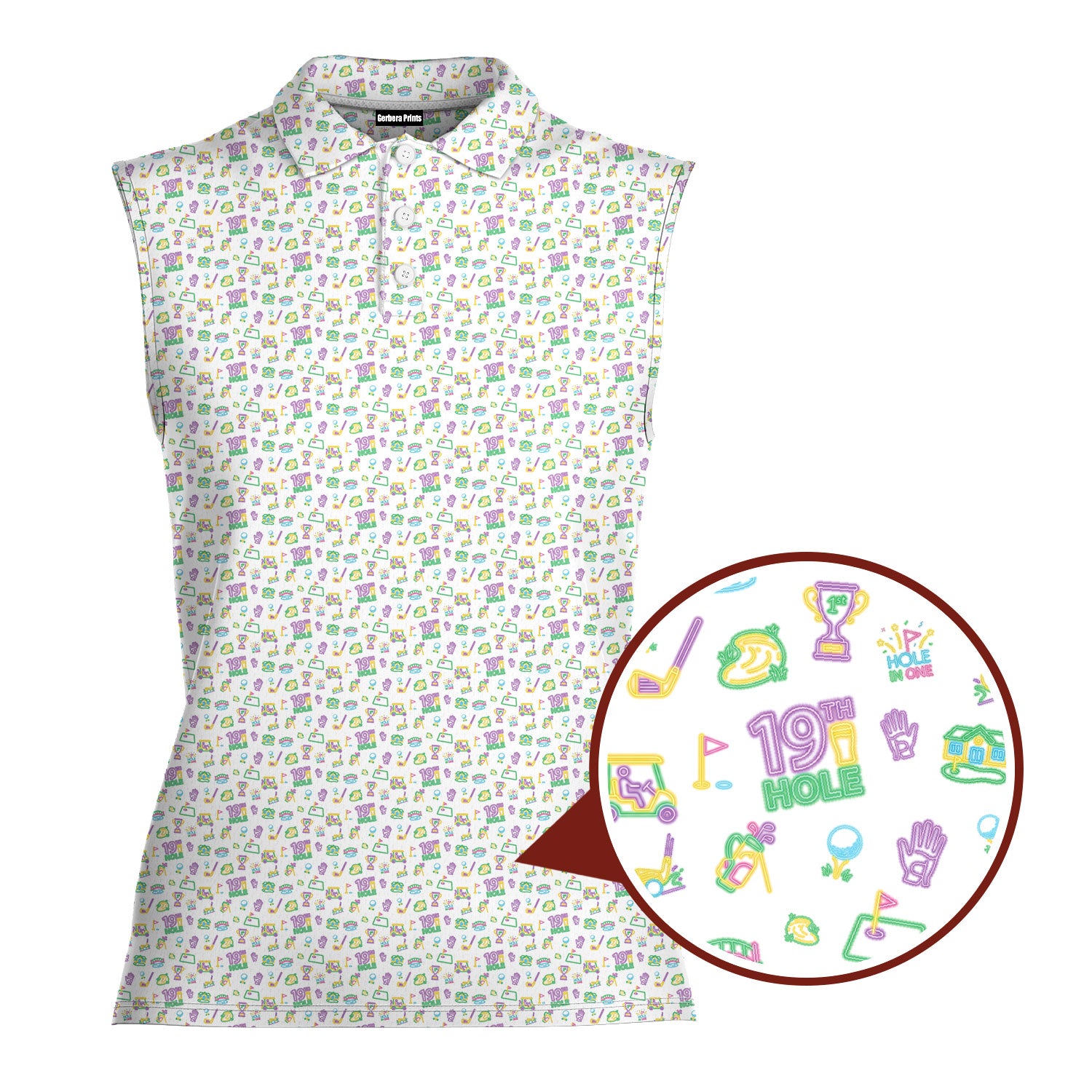 19th Hole Glow Women Sleeveless Polo Shirt - 1