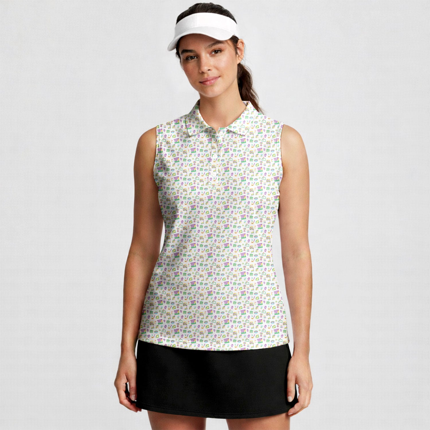 19th Hole Glow Women Sleeveless Polo Shirt - Model