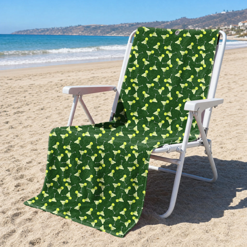 19th Hole Margarita Cocktail Slice Lime Full-Size Towel & Car Seat Cover - On a Beach Chair