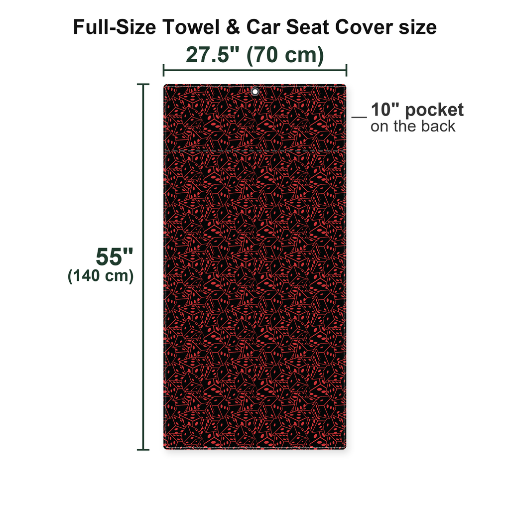 19th Hole Roll The Dice Vegas Themed Full-Size Towel & Car Seat Cover - Size Chart