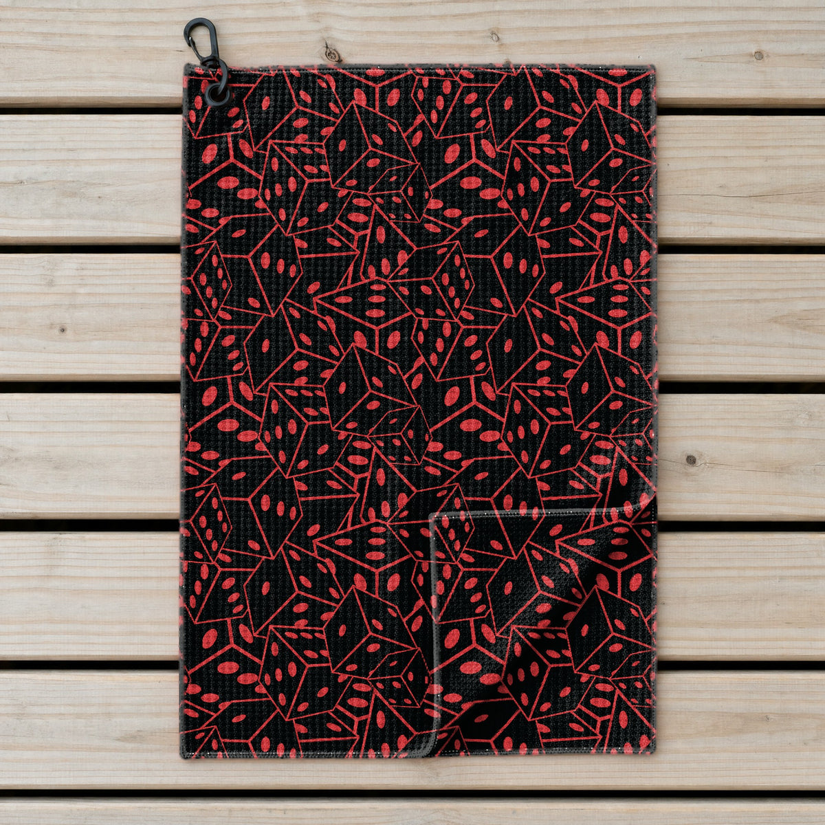 19th Hole Roll The Dice Vegas Themed Golf Towel - Laid Flat