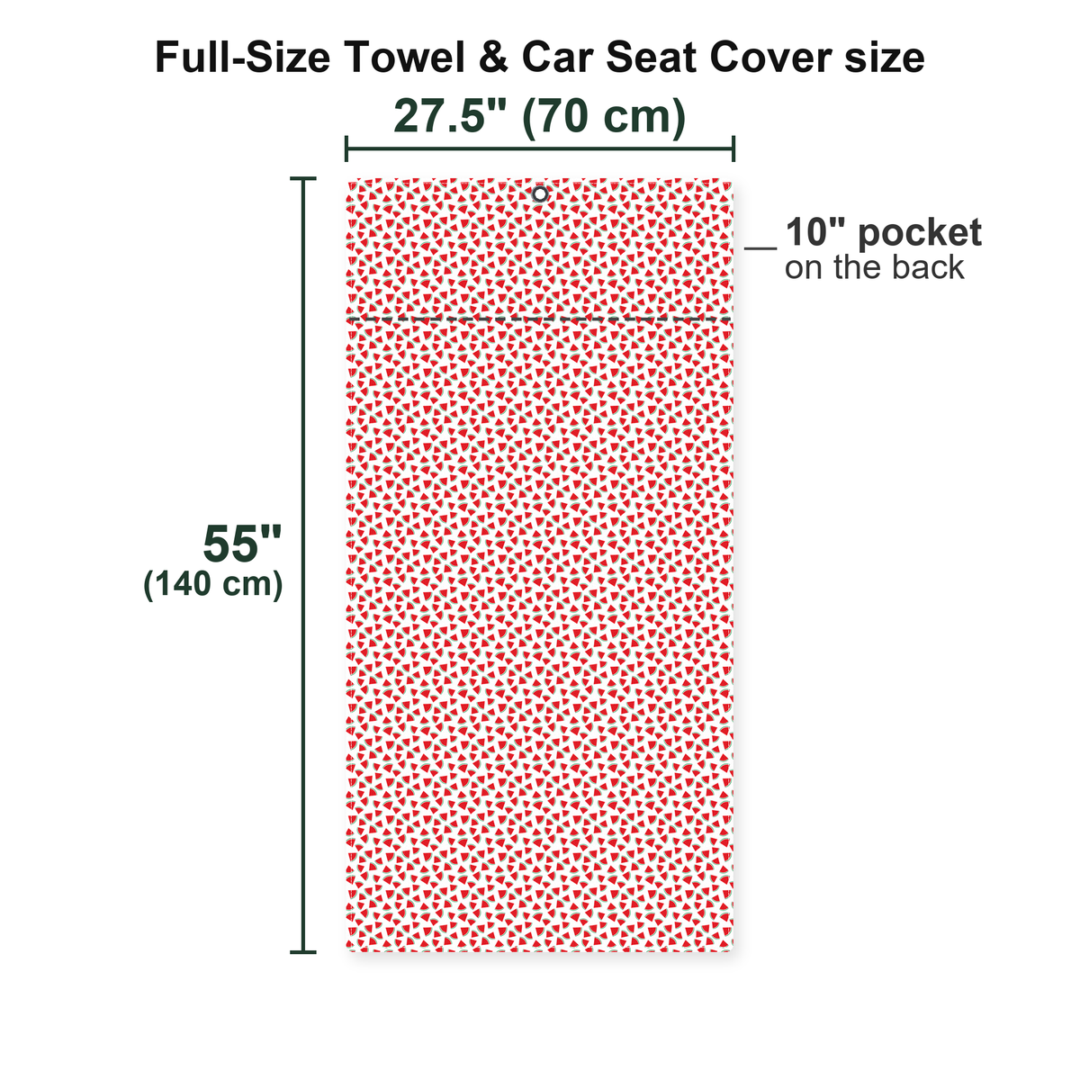19th Hole The Watermelon Season Full-Size Towel & Car Seat Cover - Size Chart