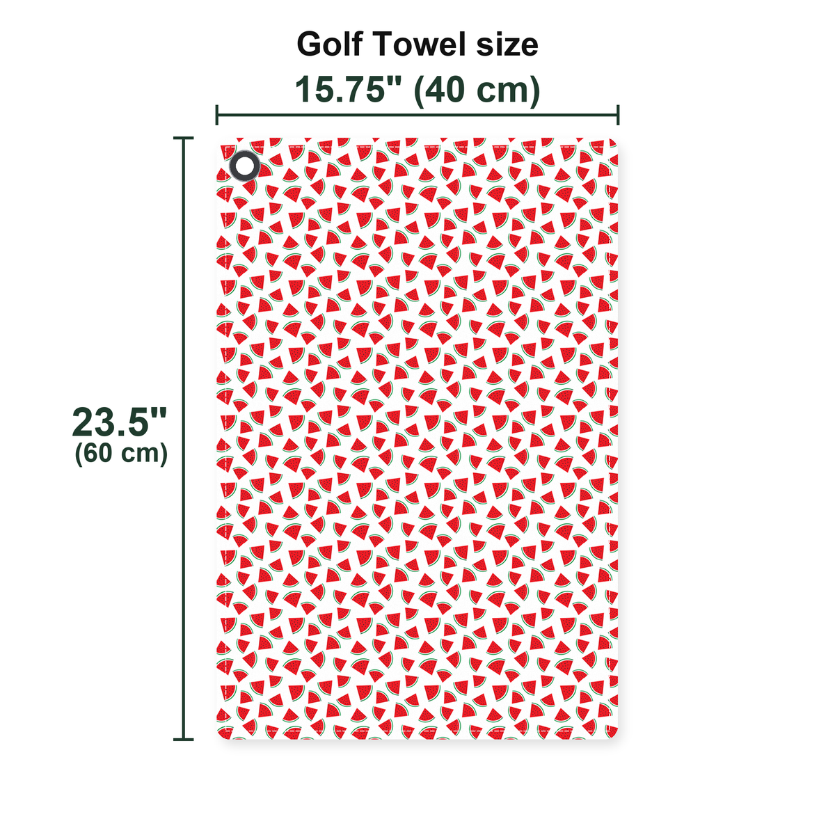 19th Hole The Watermelon Season Golf Towel - Size Chart
